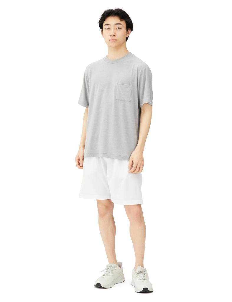 [NEUTRALWORKS.] FD KURZARM POCKET CREW, Melange-Grau, Größe M