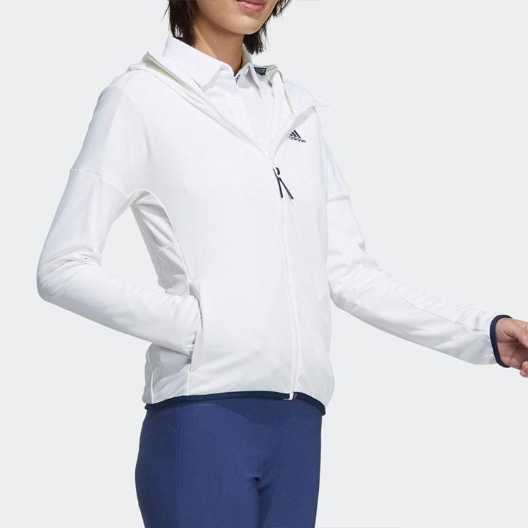 Adidas Logo Letter Pattern Printed Zipper Solid Color Hooded Long Sleeve Jacket Women jackets White GM0864