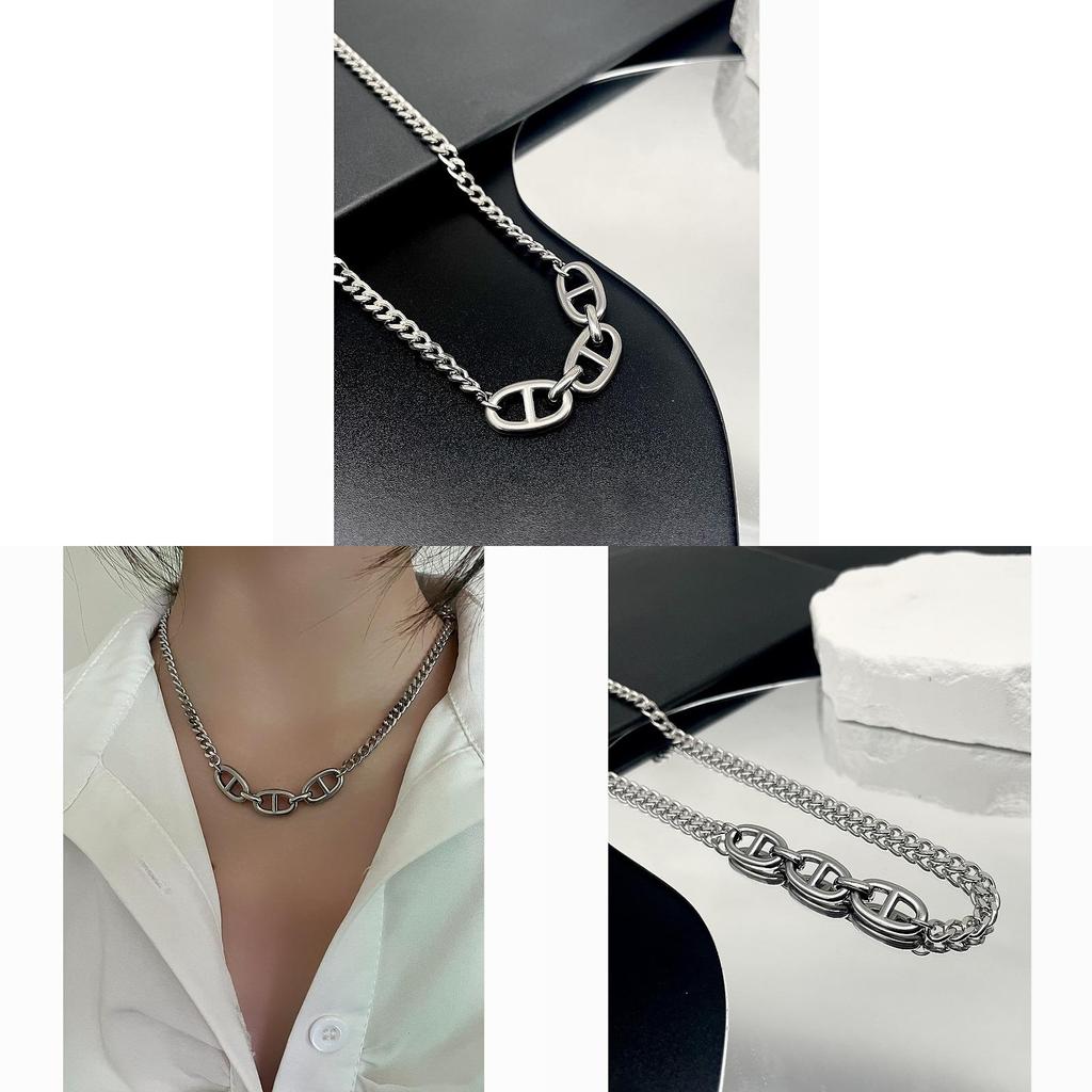 Minimalist Stainless Steel Collar Chain With Geometric Design For Unisex Fashion Accessory