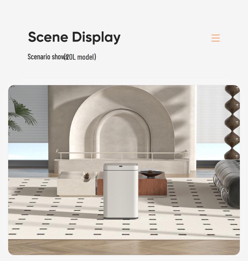 Large Capacity High-Legged Smart Sensor Trash Can with Lid for Kitchen, Bathroom, and Office