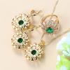 Africa Bridal Costume  Gold Plated Big Jewelry Sets For Women Green Zircon Dangle Earrings/Necklace/Bracelet And Ring Sets