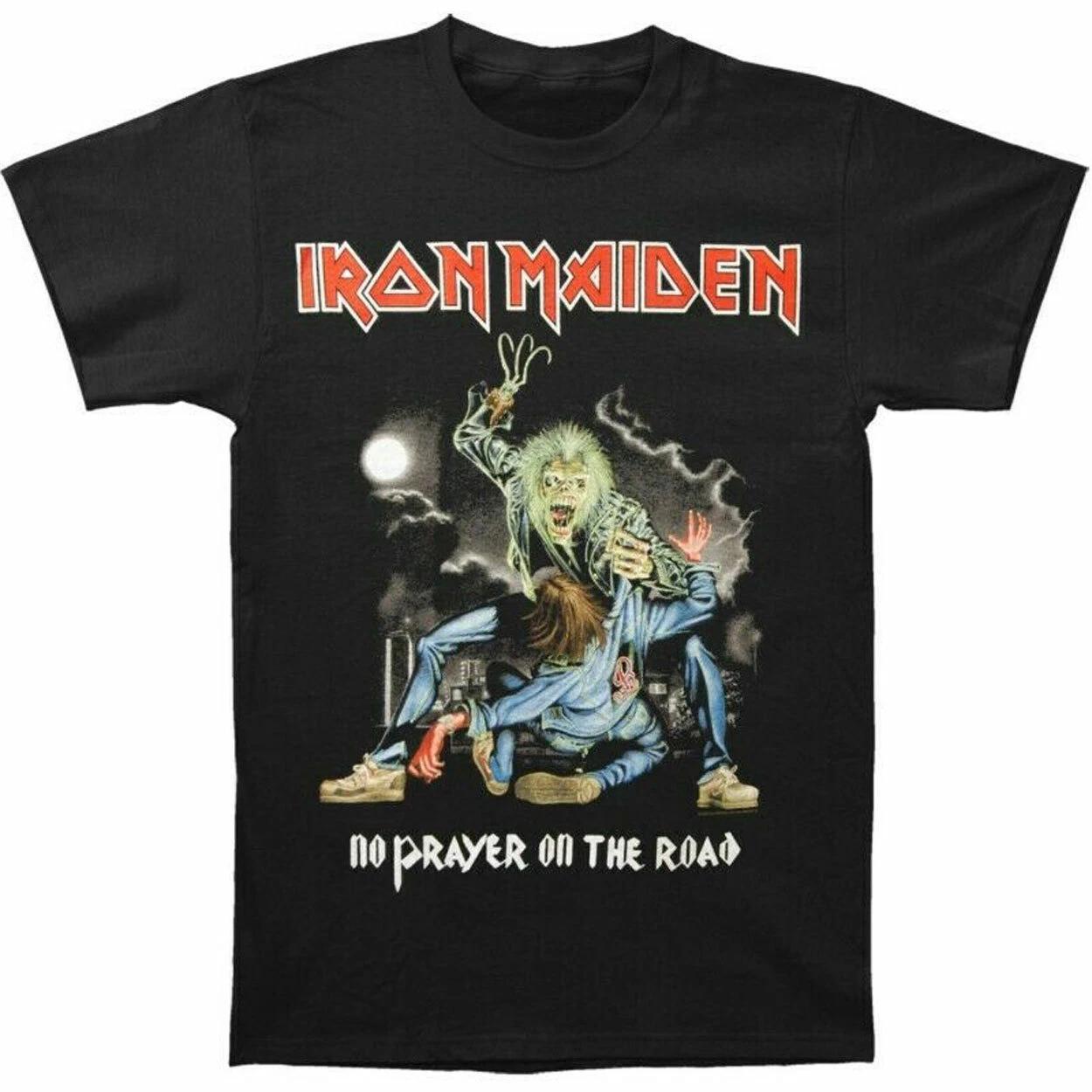 Official Iron Maiden No Prayer On The Road Mens Black 100% Cotton T-shirt Mens Tees Top Iron Maiden Tee S разноцветный