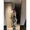 Womens Vintage Washed Denim Jeans With Chain Lace Print Slim Straight Cut Mid-Rise Cotton Blend Loose Fit