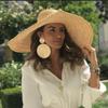 Spring and Summer New Flat-top Large Brim Lafite Straw Hat Concave Travel Sunscreen Large Edge Lafite Grass Flat-top Hat