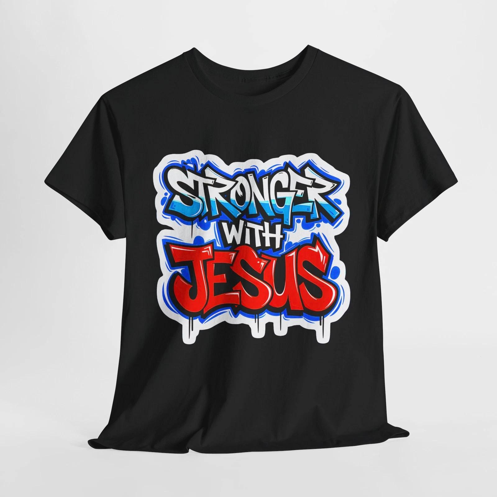 Stronger with Jesus Graphic Tee, Christian T-Shirt, Faith-Based Apparel, [...] 4XL