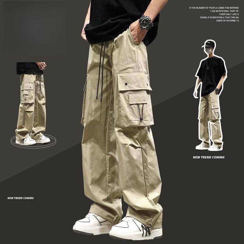Yalu Men's Summer Thin Loose Straight Cargo Pants