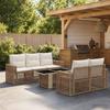 Garden Sofa Set 6 Pieces Beige and Cream White Poly Rattan