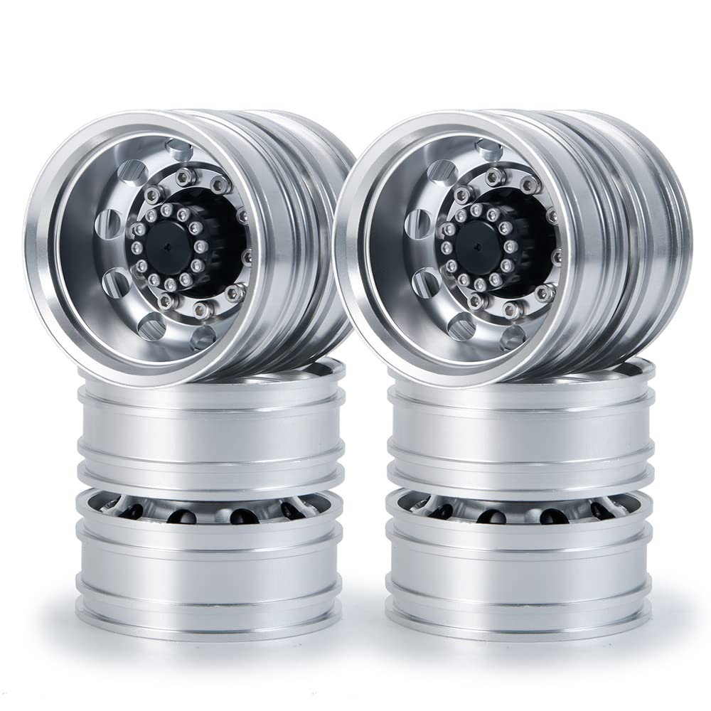 1/14 Scale Trailer RC Rock Crawler Wheel Rims, Aluminum Beadlock Wheel Hubs for Tamiya Trucks (4pcs)