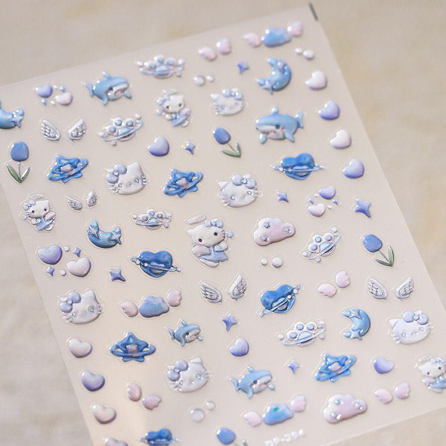 

Celebrity-Inspired Cute Cartoon Rabbit Nail Stickers with Pen Holder