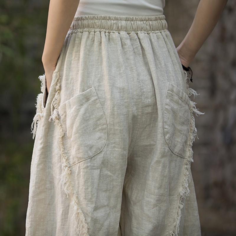 Dames Katoen Linnen Harembroek Dames Vintage Stijl Effen Kleur Losse Dames Casual Broek