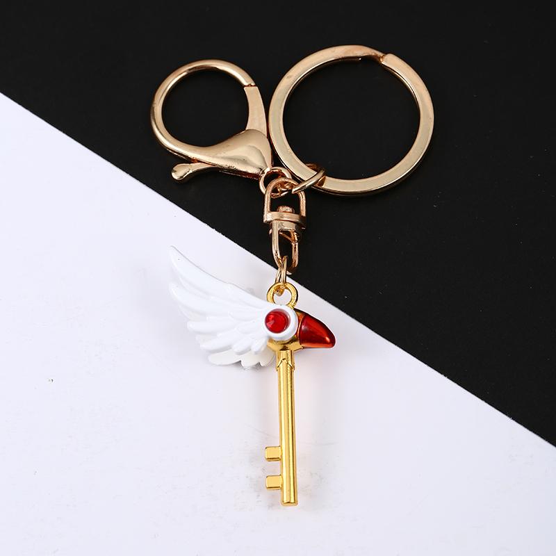 Fashion Anime Card Captor Sakura Keychain Kinomoto Sakura Star Wand Pendant Necklace for Women Men Kids Jewelry Accessories