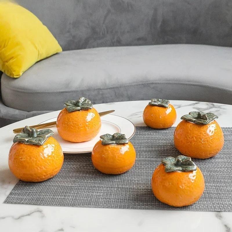 Orange Shaped Ceramic Storage Tank Household Furnishing Sealed Tea Cans Coffee Cans with Lid Living Room Candy Snack Storage Jar