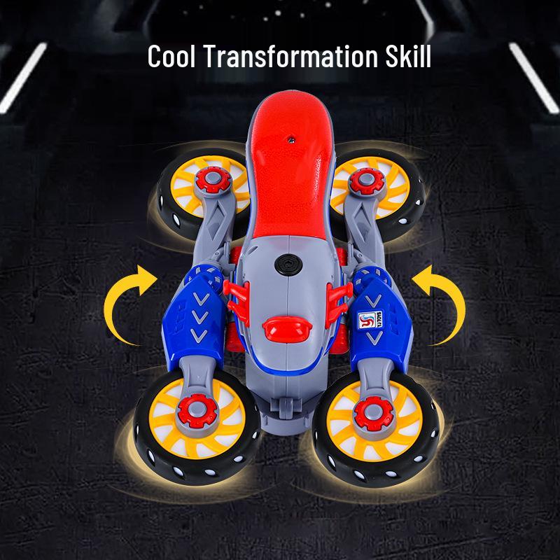 Transforming Motorcycle Toy for Toddlers 1-3: Cool Electric Rotating Bike with Music for Boys & Girls
