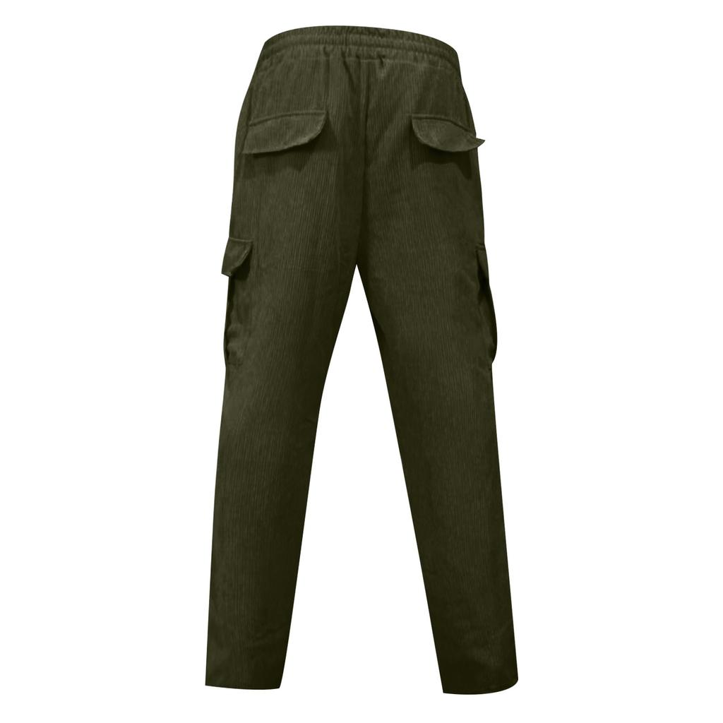 Men's Corduroy Casual Pants With Breathable Wide Legs And Multiple Pockets Straight Leg Pants