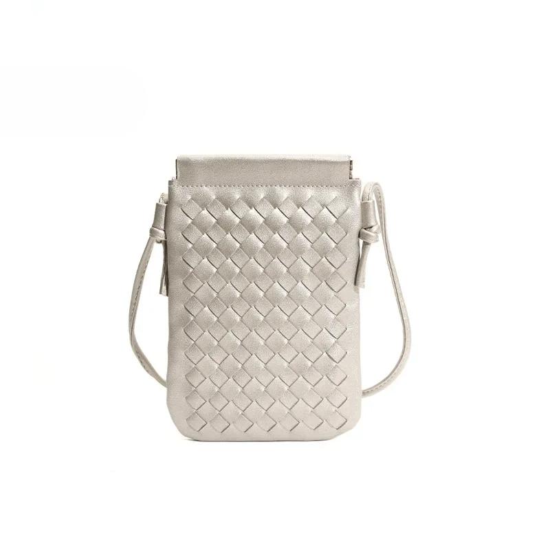 Handytasche Damen Modische Gewebte Kleine Quadratische Tasche Vielseitige Umhängetasche für Damen Handtaschen