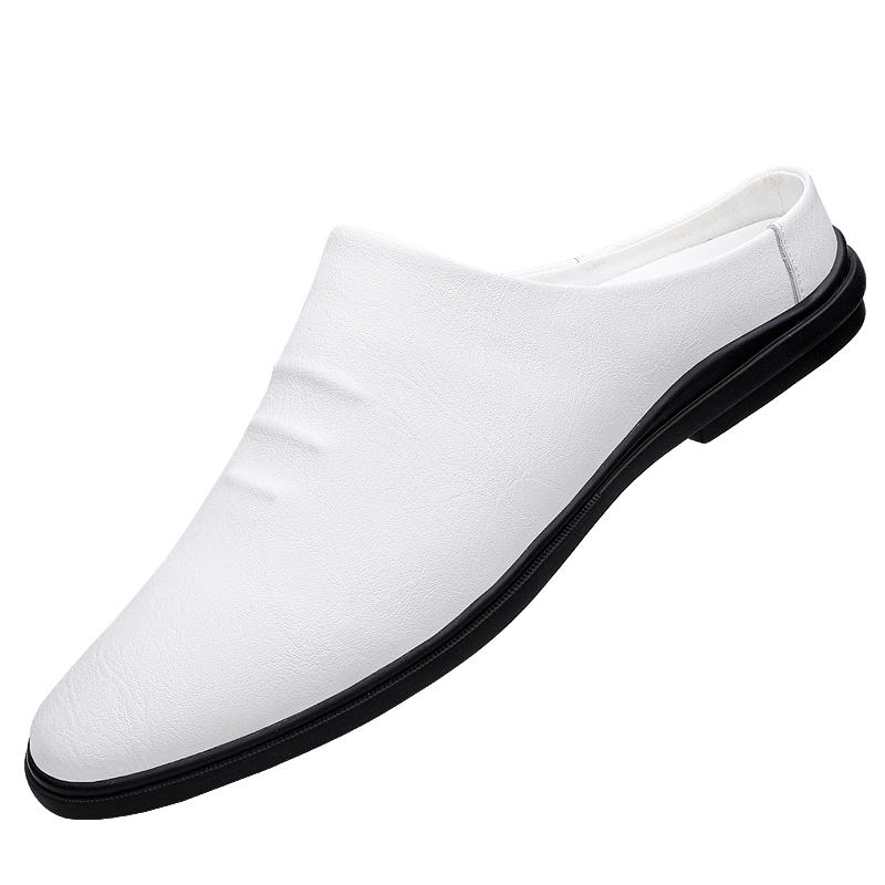 

Italian 2025 New Flat Designer Half Drag Shoes Trend Classic Casual Leather Walking Shoes Breathable Daily Outdoor Shoes 37