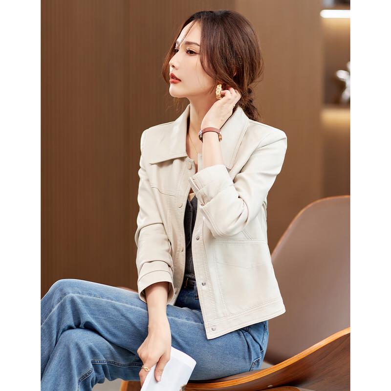 TERRE BLEUE Women's Loose Fit PU Leather Short Jacket