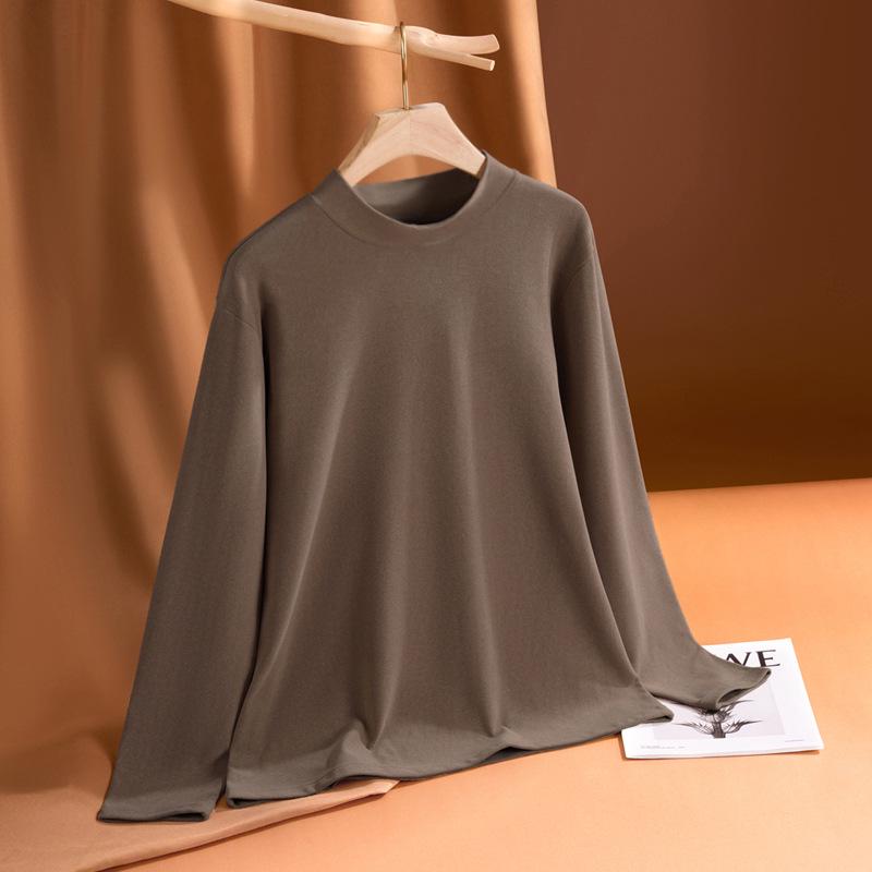 Women's Korean Style Double-Sided Velvet Long-Sleeve Turtleneck Top - Solid Color