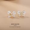 Shining Pearl Pure Copper Bow Stud Earrings: Women's High-End, Light Luxury Style