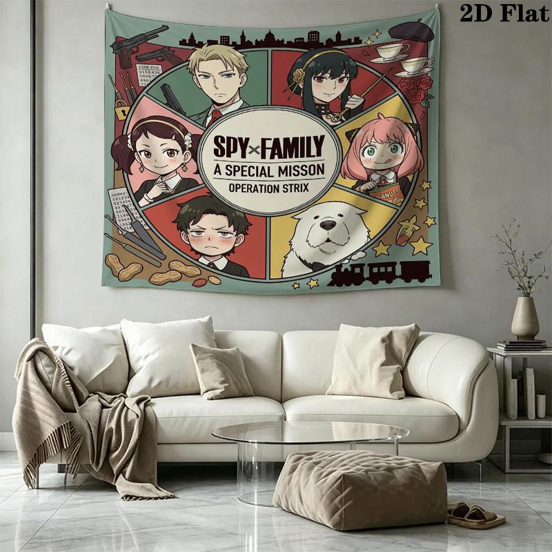 Spy Family Wall Tapestry Aesthetic Wall Hanging Printed Fabric Blanket Decorative Tapestries For Bedroom Living Room Home Decor