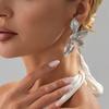 Accessories, three-dimensional ginkgo biloba flower stud earrings, sweet and cool spiral irregular earrings