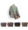 Waxed Canvas Patchwork Crossbody Bag - Top Grain Cowhide, Waterproof, Retro, Casual Men's Shoulder Bag