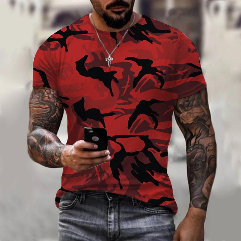 Fashion Men's Crew Neck Short Sleeve 3D Casual Color Printing Casual Short Sleeve Crew Neck T-Shirt