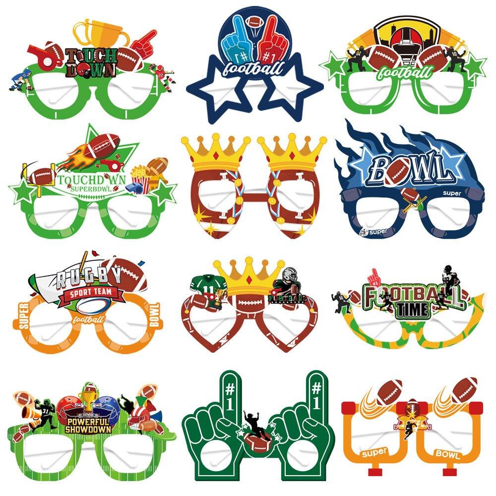 12pcs Super Bowl Paper Glasses, Rugby Decoration Photography Props, Party Supplies, Party Photography Props