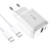 Tech-Protect C20W 2-Port Network Charger Pd20W/Qc3.0 + Type-C Cable White