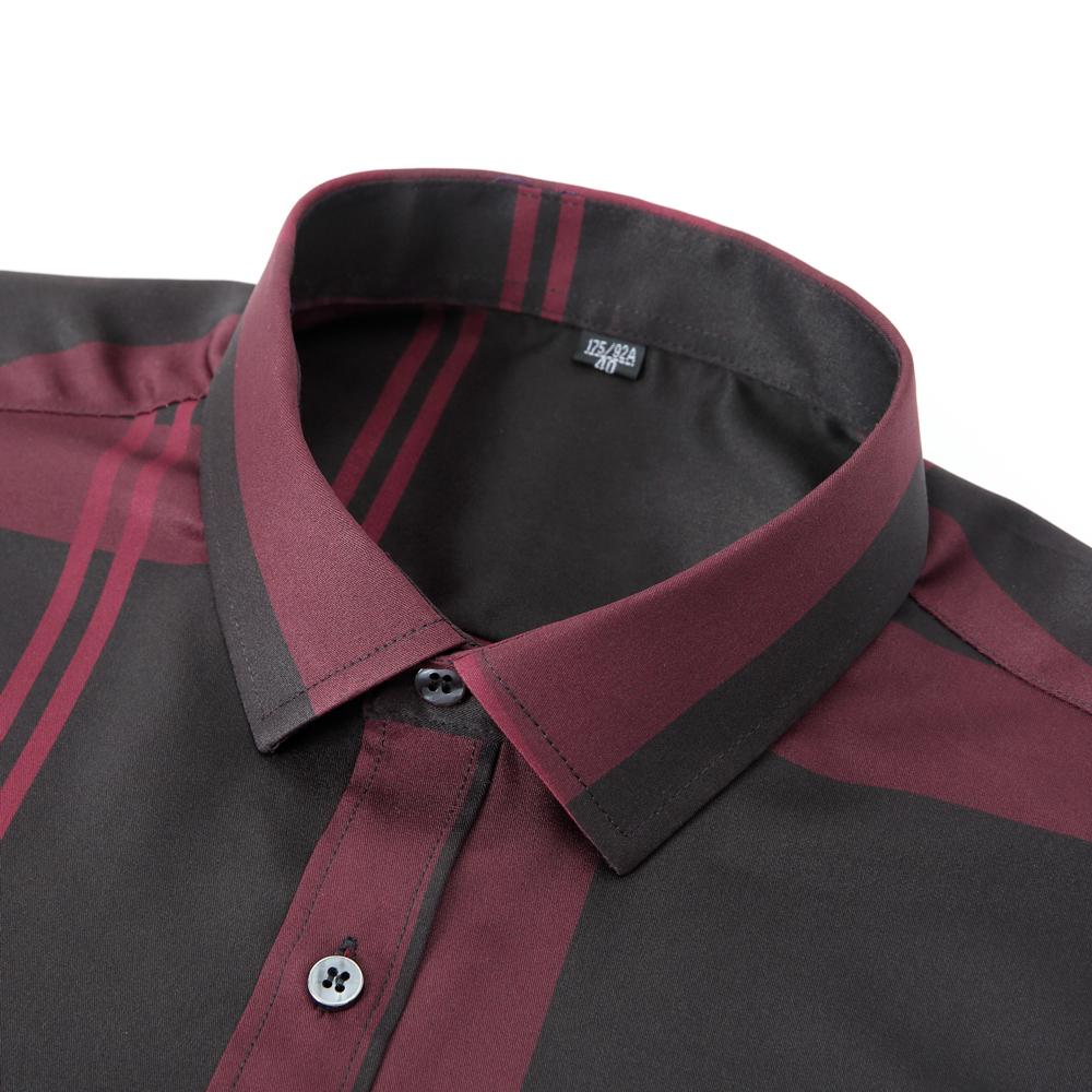 Old Money Style Sleek Stretch Wrinkle-Free Clothes for Man Long Sleeve Striped Printed Lightweight Dress Shirt with Pocket