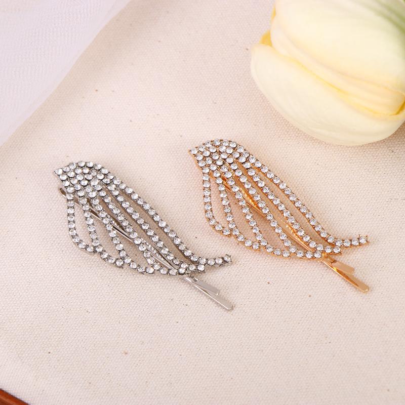 1/2Pcs Fashionable Shiny Angel Wings Hairpins Rhinestone Metal Hair Clips Women'S Hair Ornaments