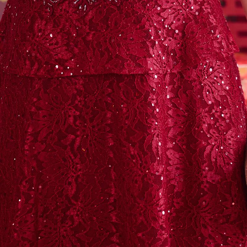 Pastel Elegant Faux Two-Piece Lace Embroidered Mother's Dress