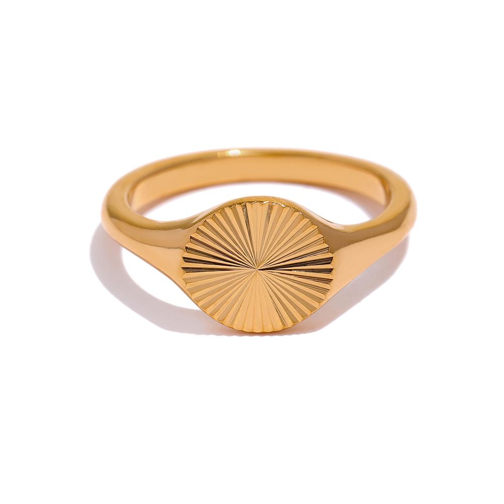 

Yhpup Stainless Steel Golden Geometric Ring Statement Metal Texture Fashion Finger Joyería Acero Inoxidable Mujer Gift 9