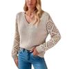 Spring & Autumn Women's V-Neck Hollow Out Loose Knit Pullover