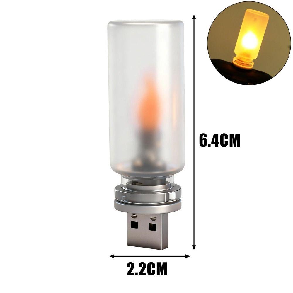 Portable Glass USB LED Light ABS 5V USB Car Atmosphere Light Flame Type Flickering Candle Light Car Interior