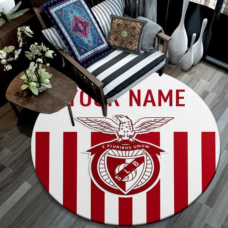 Custom Name,S.L. Benfica Pattern Round rug,Carpet Rug for Living Room Bedroom Playroom ,Non-slip Floor Mat,Holiday Gifts and Birthday Gifts.