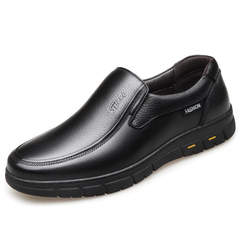 Men s Genuine Leather Breathable Business Casual Soft Sole Shoes by Shein 47 чёрный