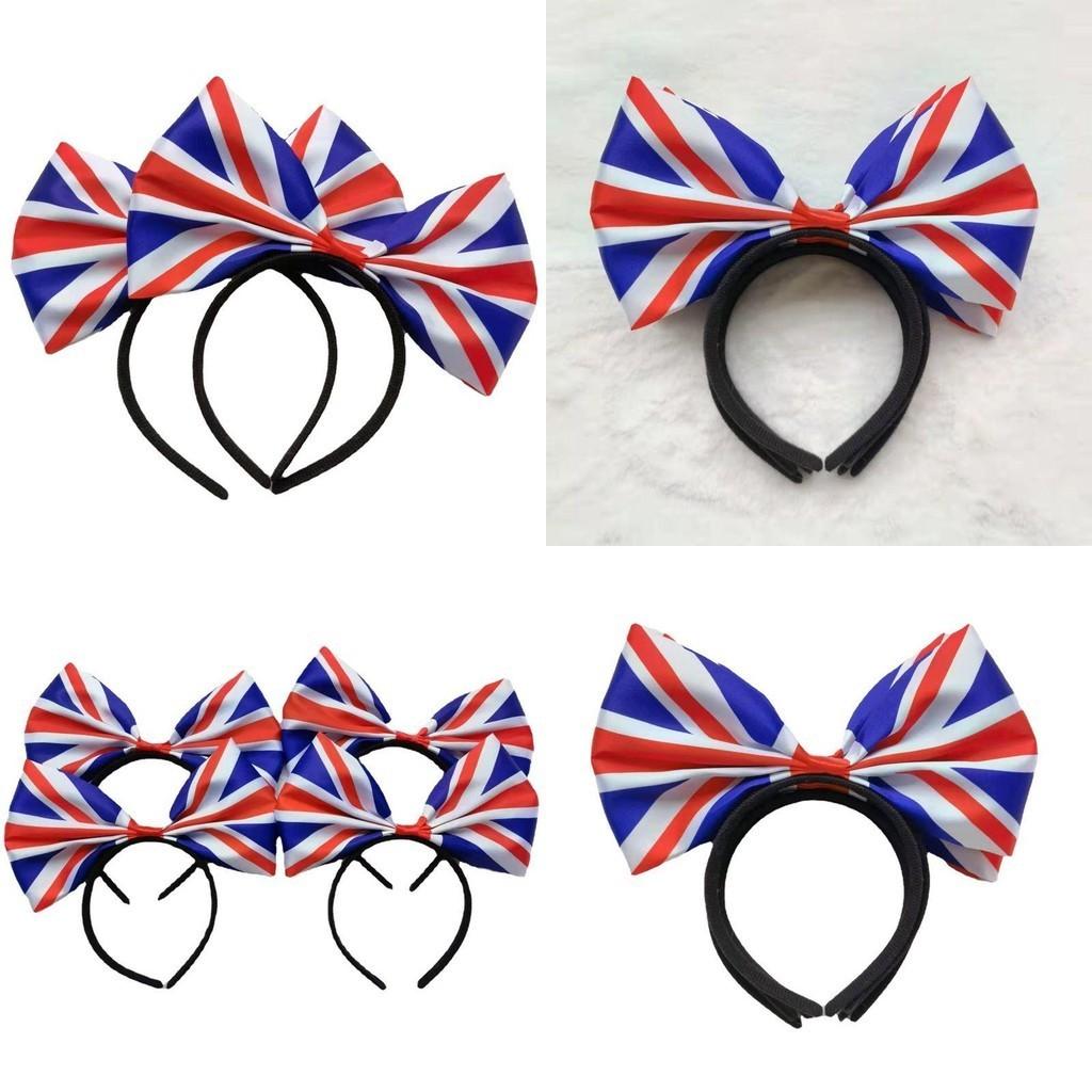 Eye-catching Union Jack Hairband Alice Headband With Large Bow Tie For Patriotic Celebrations
