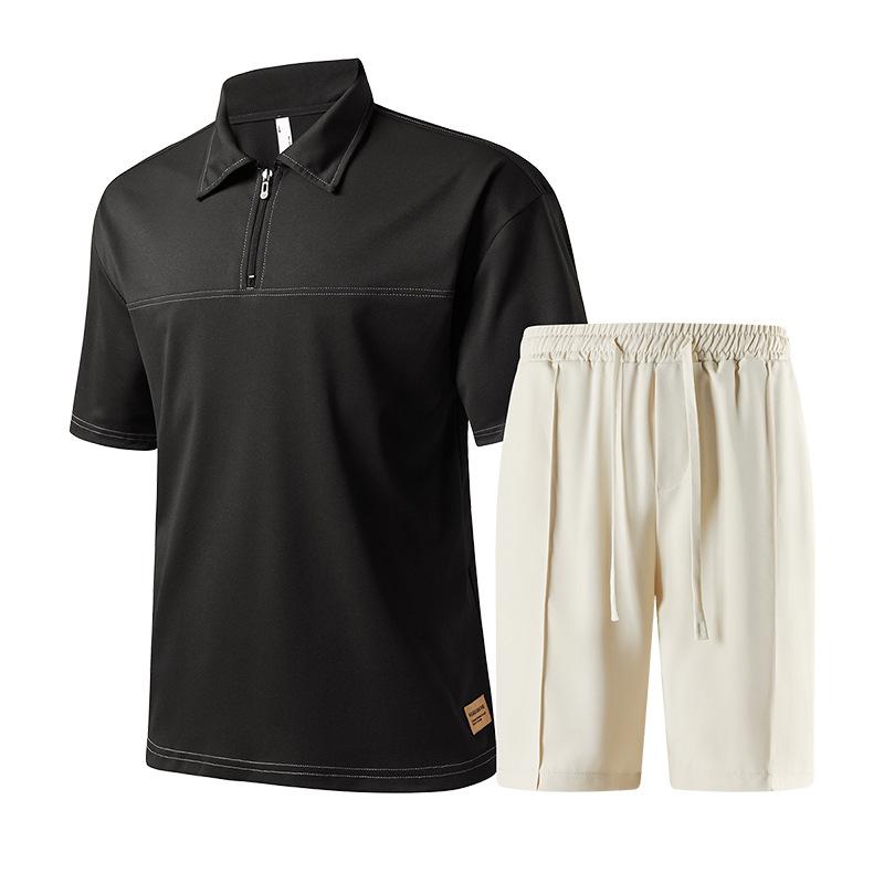 Lockere Shorts mit Reißverschluss POLO Eisseide Herren Freizeit Sport Set