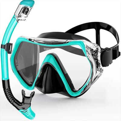 Snorkel Mask Set Panoramic Wide View Anti-Fog for Adults Dry Underwater Snorkeling Swimming Training Diving Glasses Adjustable