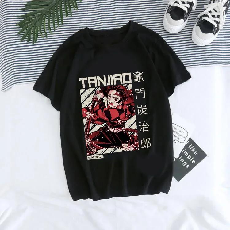 Japanisches Anime Demon Slayer T-Shirt für Damen Kimetsu No Yaiba Nezuko T-Shirt Weiblich Tanjirou Kamado Grafik y2k Kleidung Oberteile