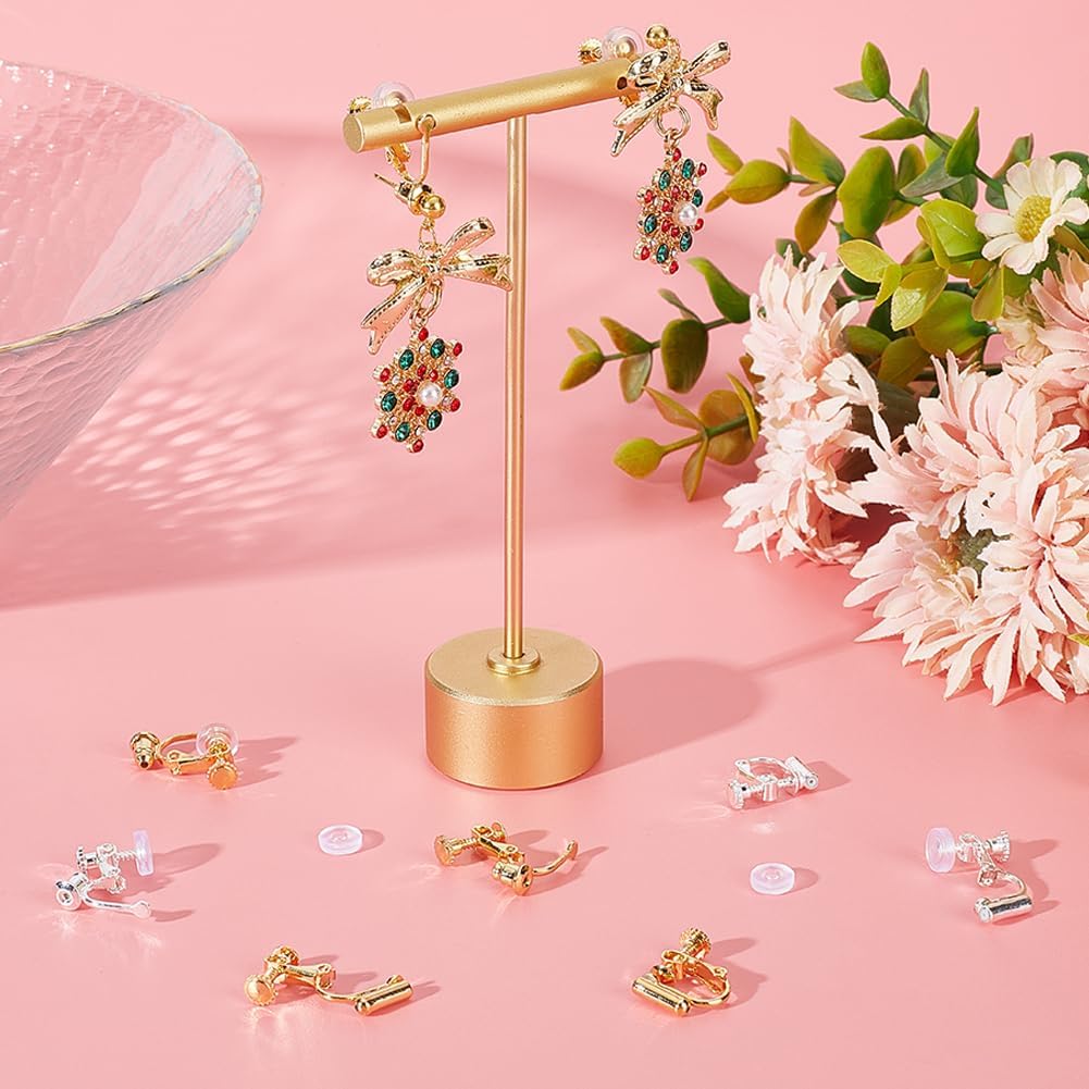 

Beebeecraft 1 Box 16 Screw Clip Earring Converter 18K Gold-plated and 925 Sterling Silver 2 Various Style Screw Non-Pierced Clip-On Earring