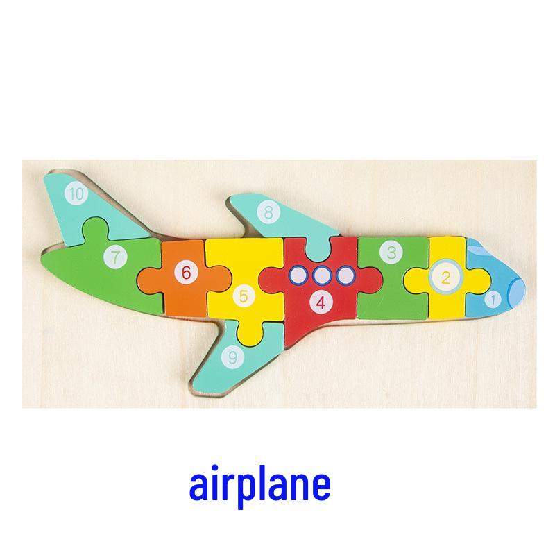 Wooden 3D Cartoon Number Puzzle Board for Kindergarten Kids – Educational Toy