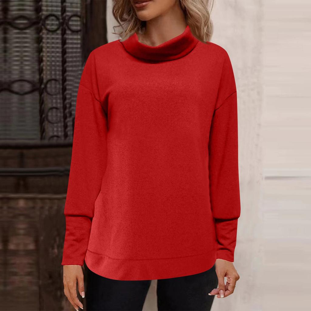 Women's Solid Color Fashion Casual Turtleneck Sweater French Cashmere Ground Sweater Top
