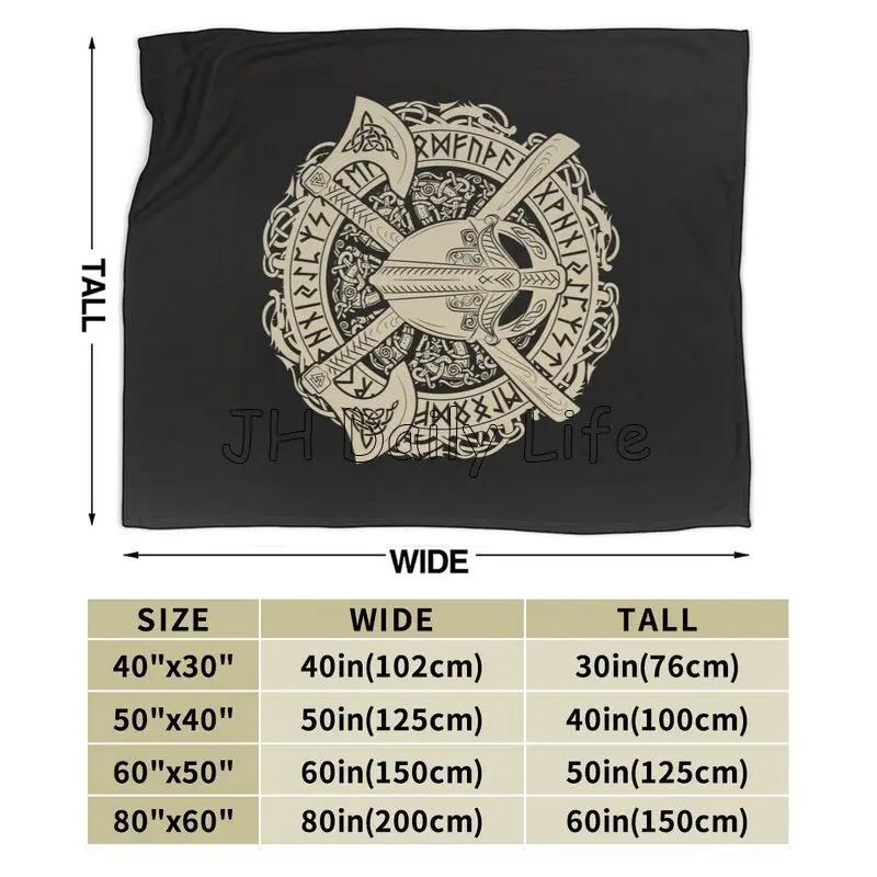 Norse Rune Print Flannel Fleece Plush Blanket Soft Warm Lightweight Cozy Fuzzy Throw Blankets for Bed Couch Sofa Travel Camping