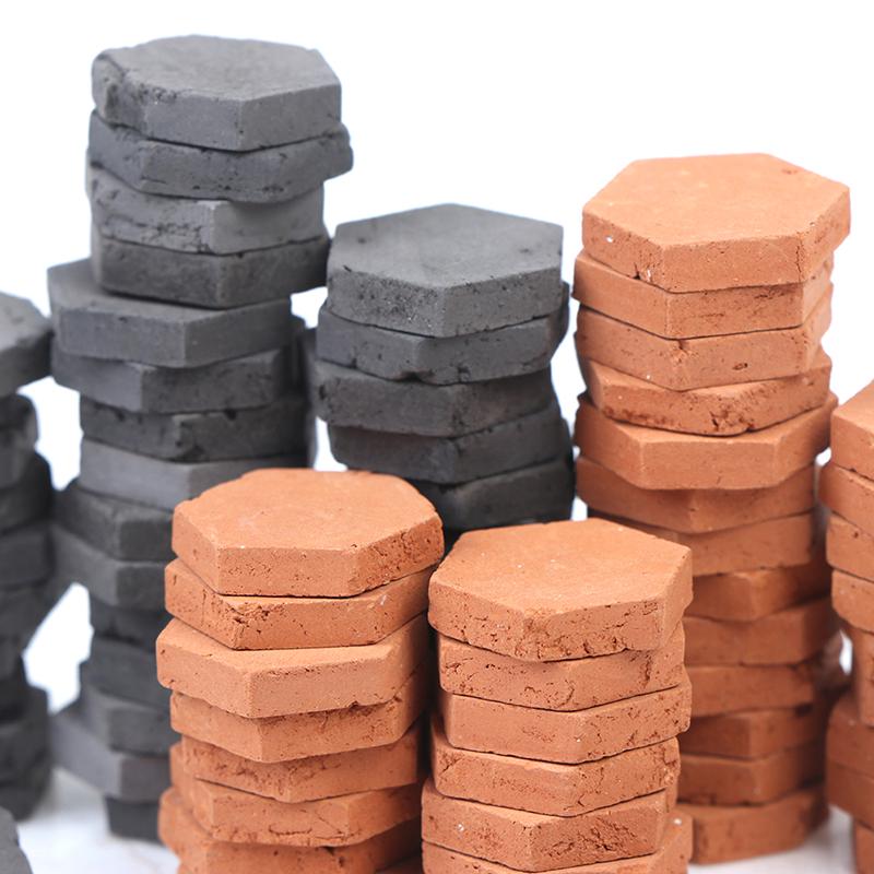 40Pcs 1/16 Scale Simulation Miniature Hexagon Red Brick Model Toy
