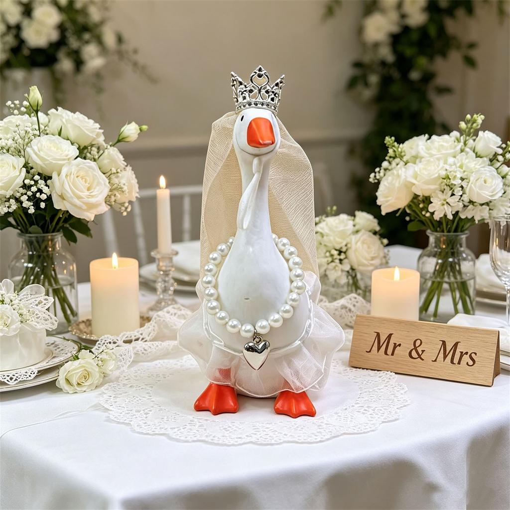 7 Desk Goose Outfits Goose Dress Necklace Crown Accessories Set for Magnetic Geese Statue Office Home Table Decor - Elegant and