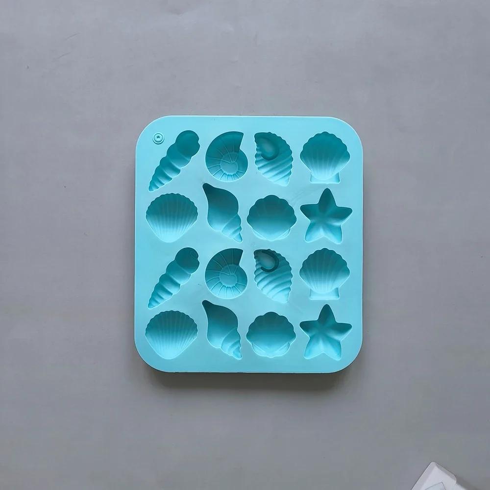 

Chocolate Silicone Mold 3D Shell Marine Animal Shape 16 Cavity Candy Cake Decor Pudding Jelly Baking Supplies DIY Tools синій