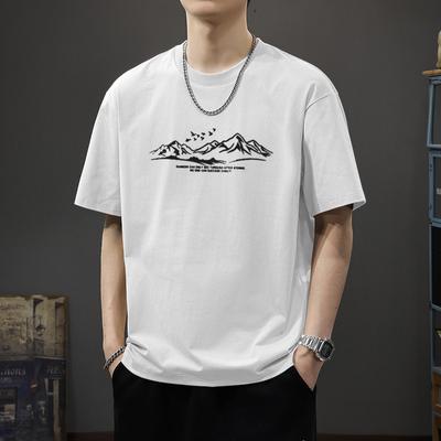 Bawełniany T-shirt z krótkim rękawem Modny Pasujący do wszystkiego Oddychający Letni Sportowy T-shirt Męski Top