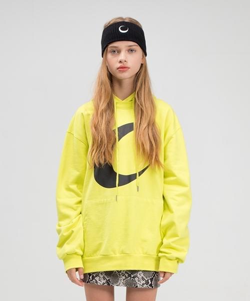 Fake Mama Signature Moon Logo Print Hoodie [Lime] Neon Green